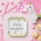 Witte Roos Eucalyptus  Flora 90e Verjaardag Papieren Bordje (Feest)