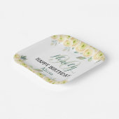 Witte Roos Eucalyptus  Flora 90e Verjaardag Papieren Bordje (Gebogen)