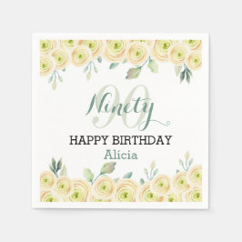 Witte Roos Eucalyptus Flora 90e Verjaardag Servet