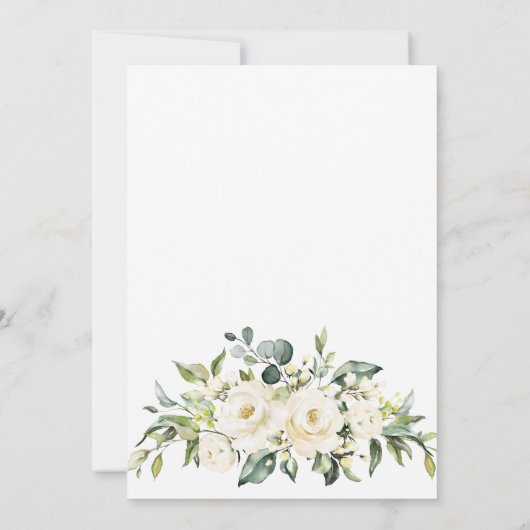 Witte Roos Eucalyptus groen bruids lunch Kaart (Achterkant)