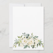 Witte Roos Eucalyptus Groene Bruiloft Luncheon Kaart (Achterkant)