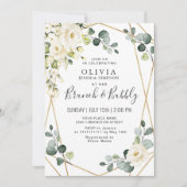 Witte Roos Eucalyptus Groene Kranst brunch & bubbe Kaart (Voorkant)