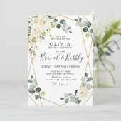 Witte Roos Eucalyptus Groene Kranst brunch & bubbe Kaart (Staand voorkant)