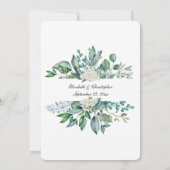 Witte Roos Eucalyptus Trouwrepetitie Diner Kaart (Achterkant)