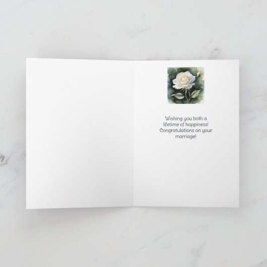  witte roos feliciteert huwelijk kaart (Binnen)