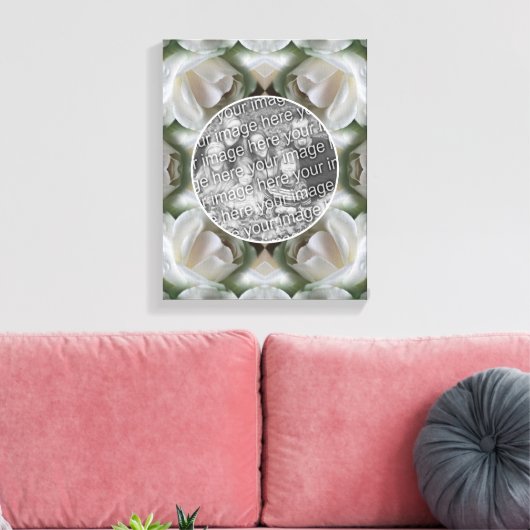 Witte Roos Frame Maak Je Eigen Foto Canvas Afdruk (Insitu (Woonkamer))
