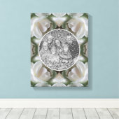 Witte Roos Frame Maak Je Eigen Foto Canvas Afdruk (Insitu (Houten vloer))