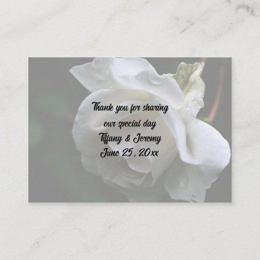 Witte Roos Gepersonaliseerde Bloemen Huwelijk Plaatskaartje (Achterkant)