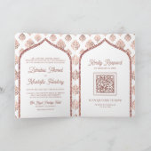Witte Roos Gouden Damast Boog QR Code Moslim Bruil (Binnen)