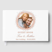 Witte roos gouden folie foto bruiloft gastenboek (Voorkant)