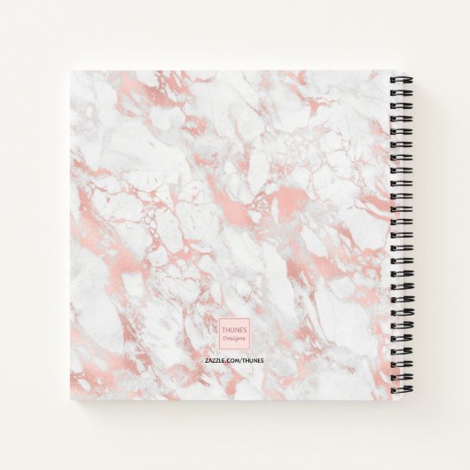 Witte roos gouden marmeren monogram initiaal minim notitieboek (Achterkant)