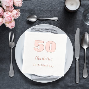 Witte roos gouden naam elegante verjaardagsfeestje folie servetten