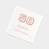 Witte roos gouden naam elegante verjaardagsfeestje folie servetten (Links)