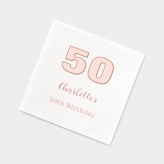 Witte roos gouden naam elegante verjaardagsfeestje folie servetten (Links)