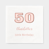 Witte roos gouden naam elegante verjaardagsfeestje folie servetten (Voorkant)