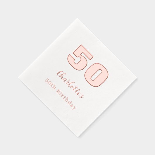 Witte roos gouden naam elegante verjaardagsfeestje folie servetten (Rechts)