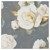 Witte Roos Gouden Romantische Bloem Stof (Close Up)