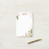 Witte Roos Gouden Romantische Bloemige Briefpapier Post-it® Notes (Op bureau)