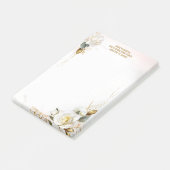 Witte Roos Gouden Romantische Bloemige Briefpapier Post-it® Notes (Schuin)