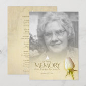 Witte roos graf foto herdenking gedicht (Voorkant / Achterkant)