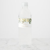 Witte roos groen Blauwdruk Bruiloftsshower Waterfl Waterfles Etiket (Voorkant)