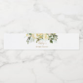 Witte roos groen Blauwdruk Bruiloftsshower Waterfl Waterfles Etiket (Enkel label)