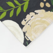 Witte roos & groen bloemen fleece deken (Hoek)