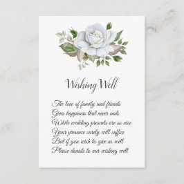 Witte roos groen loof bruiloft wens goed informatiekaartje