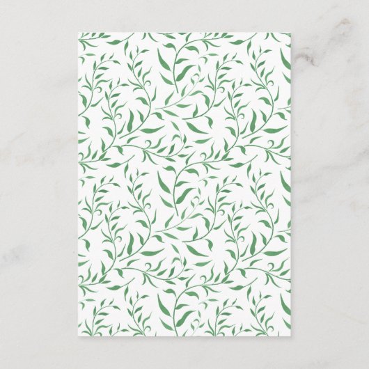 Witte roos groen loof bruiloft wens goed informatiekaartje (Achterkant)