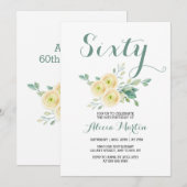 Witte roos groen zestig verjaardag kaart (Voorkant / Achterkant)