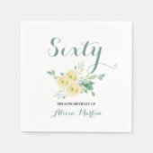 Witte roos groen zestig verjaardag servet (Voorkant)