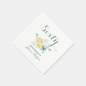 Witte roos groen zestig verjaardag servet (Hoek)