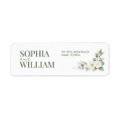 Witte Roos Groene Huwelijks Retouradres Label (Voorkant)