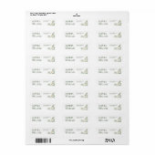 Witte Roos Groene Huwelijks Retouradres Label (Full Sheet)