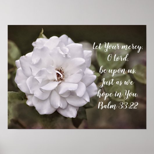Witte Roos Hoop Schrift Kunstprint Poster (Voorkant)