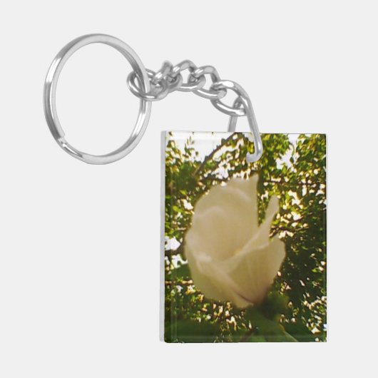 Witte Roos in Bloei Sleutelhanger (Voorkant Links)