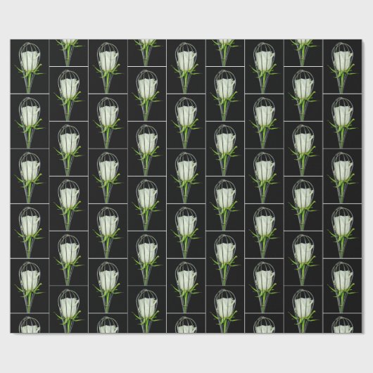 Witte roos in draadklopper cadeaupapier (Vlak)