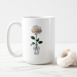 Witte roos in een vaas koffiemok