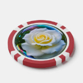 Witte roos in een zeepbel poker chips (Enkel)