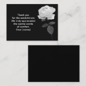 Witte roos in het donker na begrafenis bedankkaart notitiekaartje (Voorkant / Achterkant)