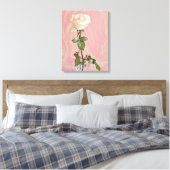 Witte roos in vaas - canvas print (Insitu (Slaapkamer))