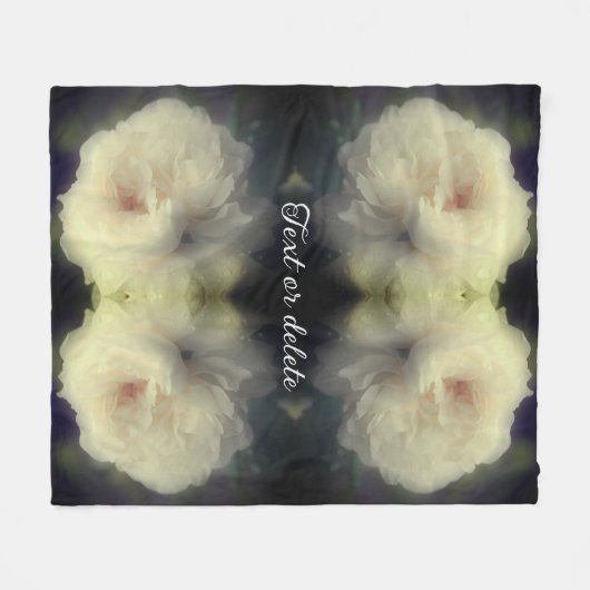 Witte roos in volle bloei Abstract gepersonaliseer Fleece Deken (Voorkant (Horizontaal))