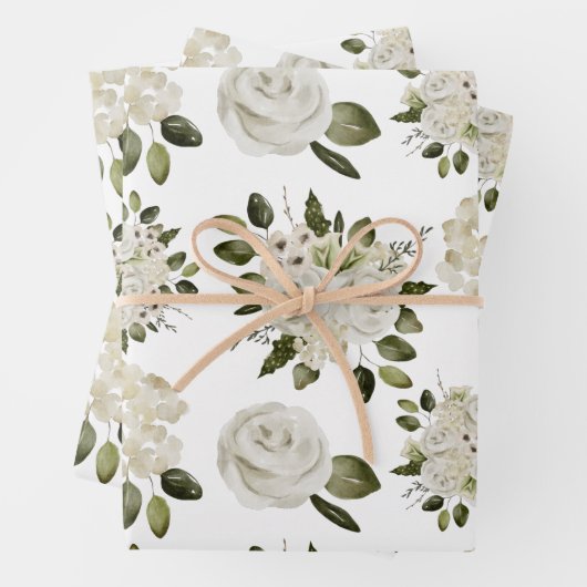 Witte Roos Inpakpapier Vellen (In situ)