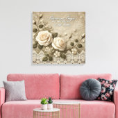 Witte Roos Kant AI-kunst Canvas Afdruk (Insitu (Woonkamer))