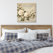 Witte Roos Kant AI-kunst Canvas Afdruk (Insitu (Slaapkamer))