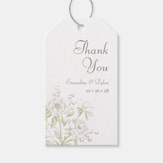 Witte Roos Klassieke Bruiloft Cadeaulabel (Voorkant)