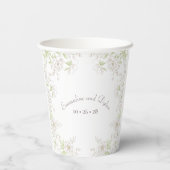 Witte Roos Klassieke Trouw Papieren Bekers (Achterkant)