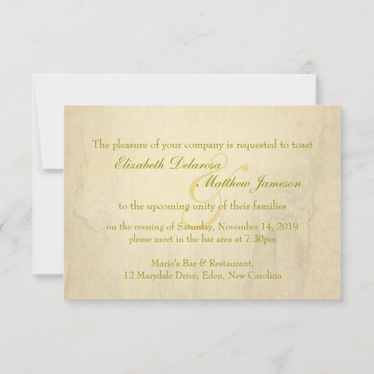 Witte roos knop bruiloft repetitie diner uitnodigi kaart (Achterkant)