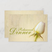 Witte roos knop bruiloft repetitie diner uitnodigi kaart (Voorkant / Achterkant)