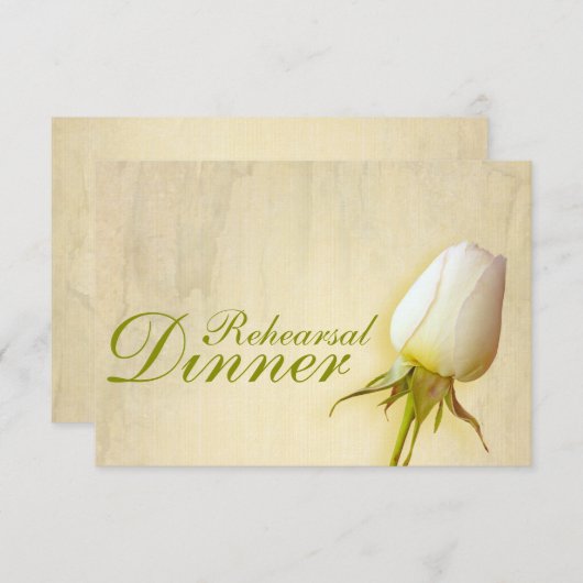 Witte roos knop bruiloft repetitie diner uitnodigi kaart (Voorkant / Achterkant)